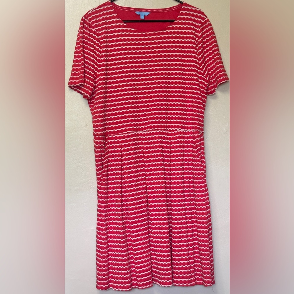 Plus Size Draper James XXL Red & White Striped Fit & Flare Dress Short Sleeve